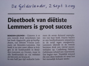 De Gelderlander - 2 september 2009 Tweede druk Grip op Koolhydraten