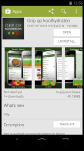 Grip op Koolhydaten Android App te koop in de Play Store
