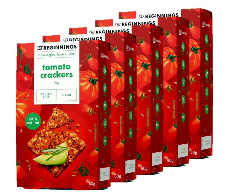 Koolhydraatarme crackers – Tomaat – 5 pakjes (voordeel)